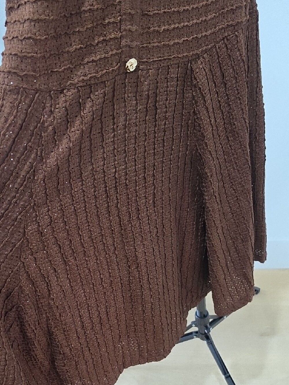 Brown Textured Button-Front Midi Dress - Picture 5 of 8